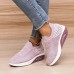 Women's Sneakers Slip-Ons Plus Size Comfort Shoes Outdoor Daily Solid Color Summer Wedge Heel Round Toe Sporty Casual Running Tissage Volant Loafer Black Pink Blue