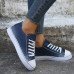 Women's Sneakers Plus Size Canvas Shoes Outdoor Daily Walking Solid Color Flat Heel Round Toe Classic Casual Walking Canvas Lace-up Dark Blue