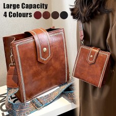 Women's Crossbody Bag Shoulder Bag Bucket Bag PU Leather Outdoor Daily Holiday Buckle Zipper Large Capacity Waterproof Lightweight Solid Color Folk claret Black Brown