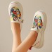 Women's Sneakers Platform Sneakers Daily Cartoon Color Block Flat Heel Round Toe Casual Canvas Loafer Black Yellow Beige