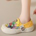 Women's Sneakers Platform Sneakers Daily Cartoon Color Block Flat Heel Round Toe Casual Canvas Loafer Black Yellow Beige