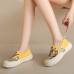 Women's Sneakers Platform Sneakers Daily Cartoon Color Block Flat Heel Round Toe Casual Canvas Loafer Black Yellow Beige