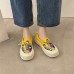 Women's Sneakers Platform Sneakers Daily Cartoon Color Block Flat Heel Round Toe Casual Canvas Loafer Black Yellow Beige