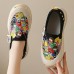 Women's Sneakers Platform Sneakers Daily Cartoon Color Block Flat Heel Round Toe Casual Canvas Loafer Black Yellow Beige