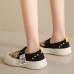 Women's Sneakers Platform Sneakers Daily Cartoon Color Block Flat Heel Round Toe Casual Canvas Loafer Black Yellow Beige