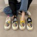 Women's Sneakers Platform Sneakers Daily Cartoon Color Block Flat Heel Round Toe Casual Canvas Loafer Black Yellow Beige