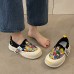 Women's Sneakers Platform Sneakers Daily Cartoon Color Block Flat Heel Round Toe Casual Canvas Loafer Black Yellow Beige