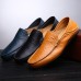 Men's Loafers & Slip-Ons Moccasin Penny Loafers Slip-on Sneakers Cycling Shoes Walking Business Casual Daily Office & Career Leather Cowhide Breathable Loafer Light Yellow Black Blue Summer Spring