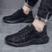 Men's Sneakers Running Walking Casual Athletic PU Shock Absorbing Lace-up Black White Gray Fall