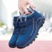 Men's Women Boots Snow Boots Winter Boots Fleece lined Hiking Walking Vintage Casual Outdoor Daily Leather Warm Height Increasing Comfortable Lace-up Black Blue Fall Winter