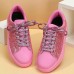 Women's Sneakers Flats Pink Shoes Plus Size Fantasy Shoes Party Daily Solid Color Lace-up Flat Heel Round Toe Fashion Casual PU Silver Black Pink