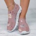 Women's Floral Graphic Print Breathable Soft Lightweight Slip-on Flying Woven Sneakers