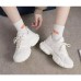 Women's Sneakers White Shoes Dad Shoes Outdoor Daily Summer Lace-up Flat Heel Round Toe Sporty Casual Walking PU Lace-up Black White