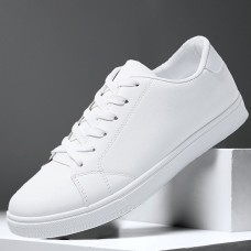 Men's Women Sneakers White Shoes Walking Casual Daily Faux Leather Comfortable Lace-up White black Black White Spring Fall