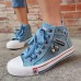 Women's Sneakers Plus Size Platform Sneakers Lace Up Boots Outdoor Daily Walking Solid Color Summer Flat Heel Round Toe Casual Comfort Minimalism Canvas Denim Lace-up Light Blue Navy Blue