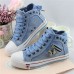 Women's Sneakers Plus Size Platform Sneakers Lace Up Boots Outdoor Daily Walking Solid Color Summer Flat Heel Round Toe Casual Comfort Minimalism Canvas Denim Lace-up Light Blue Navy Blue