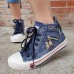 Women's Sneakers Plus Size Platform Sneakers Lace Up Boots Outdoor Daily Walking Solid Color Summer Flat Heel Round Toe Casual Comfort Minimalism Canvas Denim Lace-up Light Blue Navy Blue