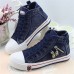 Women's Sneakers Plus Size Platform Sneakers Lace Up Boots Outdoor Daily Walking Solid Color Summer Flat Heel Round Toe Casual Comfort Minimalism Canvas Denim Lace-up Light Blue Navy Blue