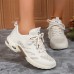 Women's Sneakers Plus Size Outdoor Solid Color Summer Flat Heel Round Toe Fashion Sporty Casual Walking Tissage Volant Lace-up Khaki