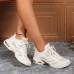 Women's Sneakers Plus Size Outdoor Solid Color Summer Flat Heel Round Toe Fashion Sporty Casual Walking Tissage Volant Lace-up Khaki