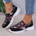 Women's Sneakers Slip-Ons Print Shoes Xmas Shoes Plus Size Christmas Daily Color Block Flat Heel Round Toe Casual Comfort Faux Leather Loafer Black White Navy Blue