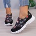 Women's Sneakers Slip-Ons Print Shoes Xmas Shoes Plus Size Christmas Daily Color Block Flat Heel Round Toe Casual Comfort Faux Leather Loafer Black White Navy Blue