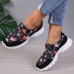 Women's Sneakers Slip-Ons Print Shoes Xmas Shoes Plus Size Christmas Daily Color Block Flat Heel Round Toe Casual Comfort Faux Leather Loafer Black White Navy Blue