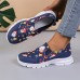 Women's Sneakers Slip-Ons Print Shoes Xmas Shoes Plus Size Christmas Daily Color Block Flat Heel Round Toe Casual Comfort Faux Leather Loafer Black White Navy Blue