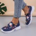 Women's Sneakers Slip-Ons Print Shoes Xmas Shoes Plus Size Christmas Daily Color Block Flat Heel Round Toe Casual Comfort Faux Leather Loafer Black White Navy Blue