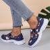 Women's Sneakers Slip-Ons Print Shoes Xmas Shoes Plus Size Christmas Daily Color Block Flat Heel Round Toe Casual Comfort Faux Leather Loafer Black White Navy Blue