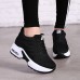 Women's Sneakers Plus Size Height Increasing Shoes Outdoor Daily Summer Wedge Heel Round Toe Fashion Sporty Casual Running Walking Mesh Lace-up Black White Red