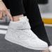 Men's Sneakers High Top Sneakers Sporty Casual Outdoor Daily PU Tissage Volant Breathable Comfortable Slip Resistant Magic Tape Black and White Black White Color Block Spring Fall