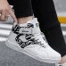 Men's Sneakers High Top Sneakers Sporty Casual Outdoor Daily PU Tissage Volant Breathable Comfortable Slip Resistant Magic Tape Black and White Black White Color Block Spring Fall