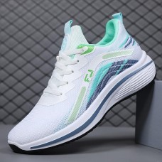 Men's Sneakers Flyknit Shoes Comfort Shoes Sporty Casual Preppy Outdoor Daily Tissage Volant Breathable Comfortable Slip Resistant Lace-up White / Green White blue Black Color Block Summer Spring