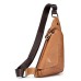 Men's Crossbody Bag Shoulder Bag Mobile Phone Bag Chest Bag Leather Cowhide Outdoor Daily Holiday Buckle Zipper Waterproof Solid Color Quilted Camel Brown