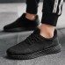 Men's Sneakers Running Sporty Outdoor Daily Tissage Volant Breathable Non-slipping Lace-up Black Red Gray Summer Spring