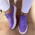 Women's Sneakers Plus Size Comfort Shoes Daily Walking Summer Round Toe Classic Casual Satin Lace-up Camel Black / White White / Purple