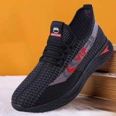 Men's Sneakers Flyknit Shoes Dad Shoes Running Walking Sporty Casual Outdoor Daily Microfiber Height Increasing Elastic Band Black Grey L2208 black red White Spring Fall