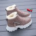 Women's Sneakers Boots Snow Boots Dad Shoes Daily Solid Color Fleece Lined Booties Ankle Boots Winter Embroidery Flat Heel Round Toe Casual Minimalism Running Walking PU Lace-up Black Brown Gray