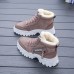 Women's Sneakers Boots Snow Boots Dad Shoes Daily Solid Color Fleece Lined Booties Ankle Boots Winter Embroidery Flat Heel Round Toe Casual Minimalism Running Walking PU Lace-up Black Brown Gray