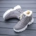 Women's Sneakers Boots Snow Boots Dad Shoes Daily Solid Color Fleece Lined Booties Ankle Boots Winter Embroidery Flat Heel Round Toe Casual Minimalism Running Walking PU Lace-up Black Brown Gray