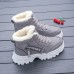 Women's Sneakers Boots Snow Boots Dad Shoes Daily Solid Color Fleece Lined Booties Ankle Boots Winter Embroidery Flat Heel Round Toe Casual Minimalism Running Walking PU Lace-up Black Brown Gray