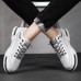 Men's Sneakers Sporty Look Running Walking Sporty Casual Outdoor Daily Faux Leather Breathable Elastic Band Black White Grey Summer Spring