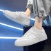 Men's Sneakers Retro White Shoes Walking Casual Daily Leather Comfortable Booties / Ankle Boots Loafer White Gray Spring Fall