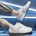 Men's Sneakers Retro White Shoes Walking Casual Daily Leather Comfortable Booties / Ankle Boots Loafer White Gray Spring Fall