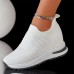 Women Breathable Mesh Fabric Height Increasing Slip On Sneakers