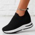 Women Breathable Mesh Fabric Height Increasing Slip On Sneakers