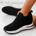 Women Breathable Mesh Fabric Height Increasing Slip On Sneakers