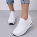 Women Breathable Mesh Fabric Height Increasing Slip On Sneakers