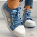 Women's Sneakers Plus Size Canvas Shoes Outdoor Daily Solid Color Solid Colored Hollow-out Summer Buckle Flat Heel Round Toe Fashion Classic Casual Walking PU Leather Canvas Mesh Light Blue Navy Blue